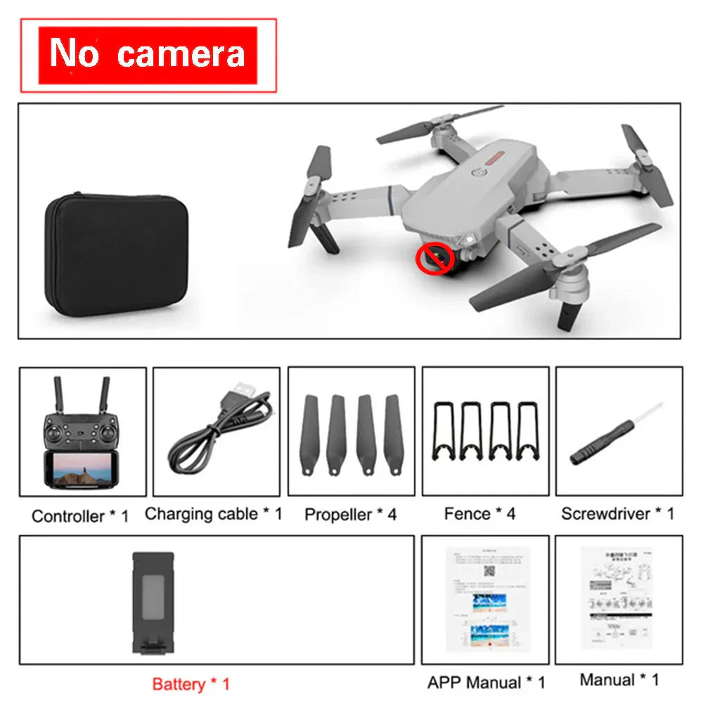 Drone E88 Pro Dobravel - WIFI FPV Camera HD 4K