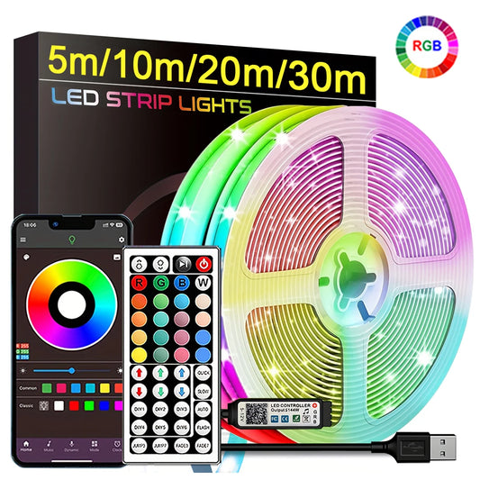 Fita LED RGB com Controle por App - Luz de Ambiente para Quarto e Sala