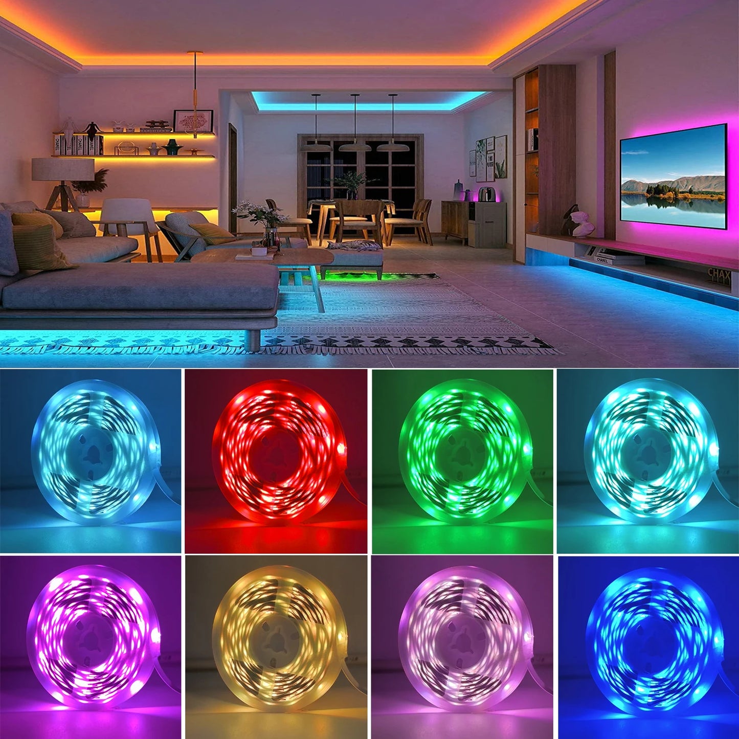 Fita LED RGB com Controle por App - Luz de Ambiente para Quarto e Sala
